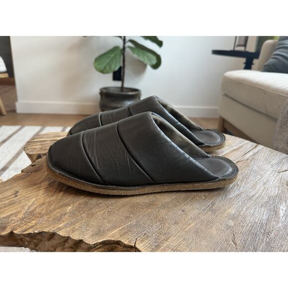 Dries Van Noten Men’s Leather Mule Slippers Slides Green 43 10 US main image 9